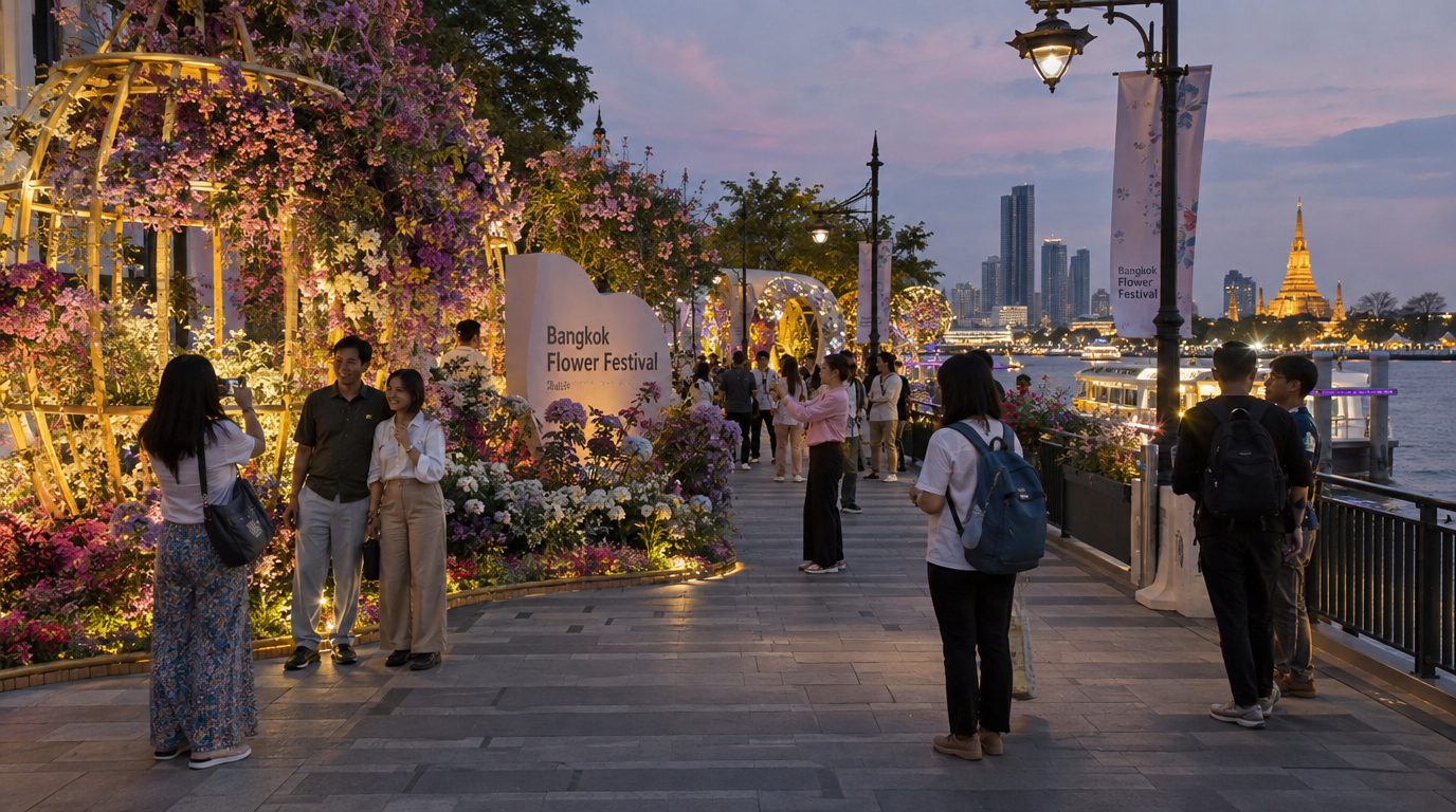 Над Чао-Прайей поднимут тысячу дронов в финале Bangkok Flower Festival