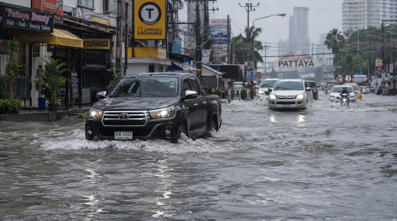 Новый потоп в Паттайе: вода поднялась выше метра, один иностранец пропал в канале