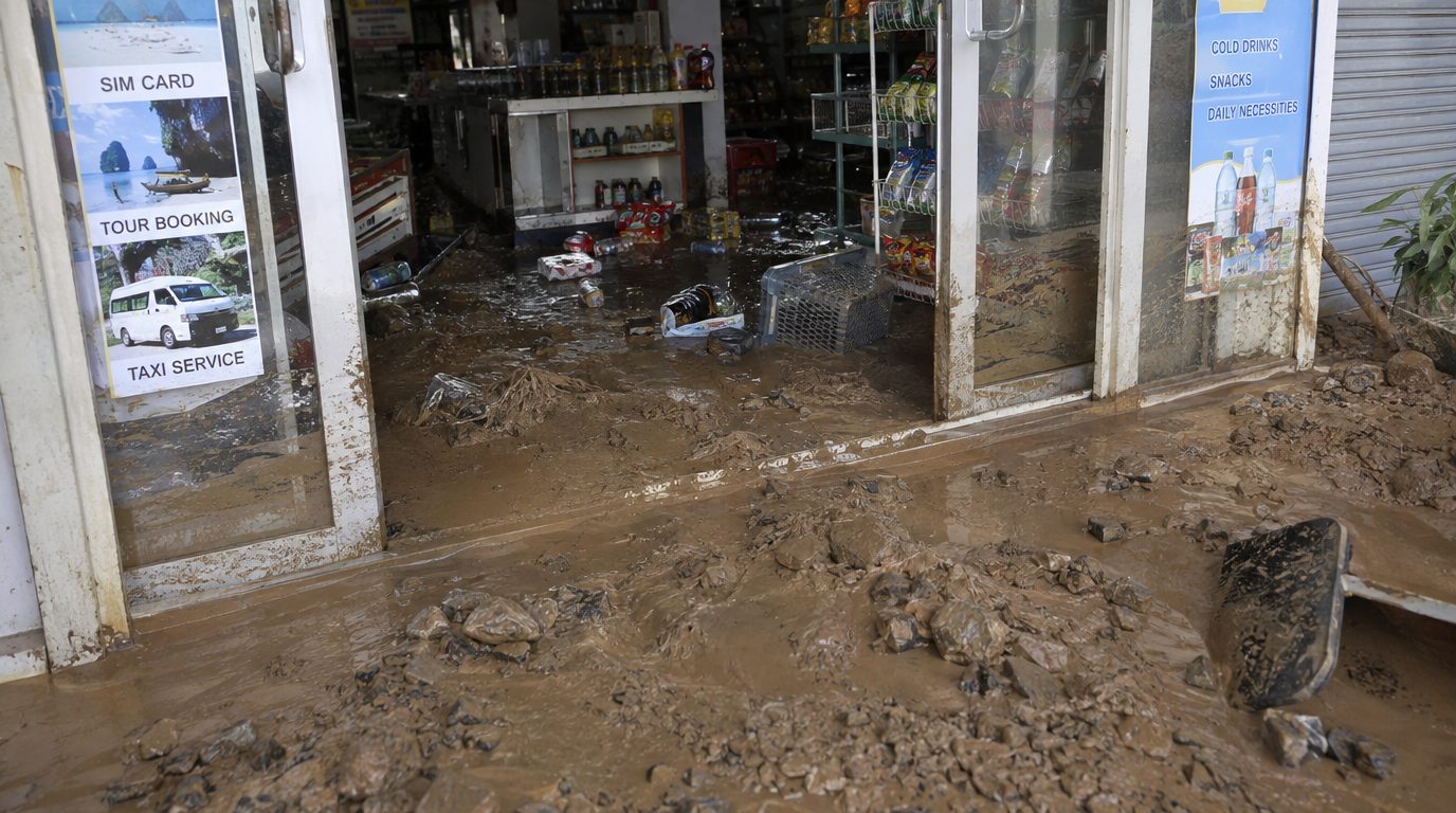 Ночной паводок в Патонге: потоки с холмов завалили грязью и камнями район На-Наи