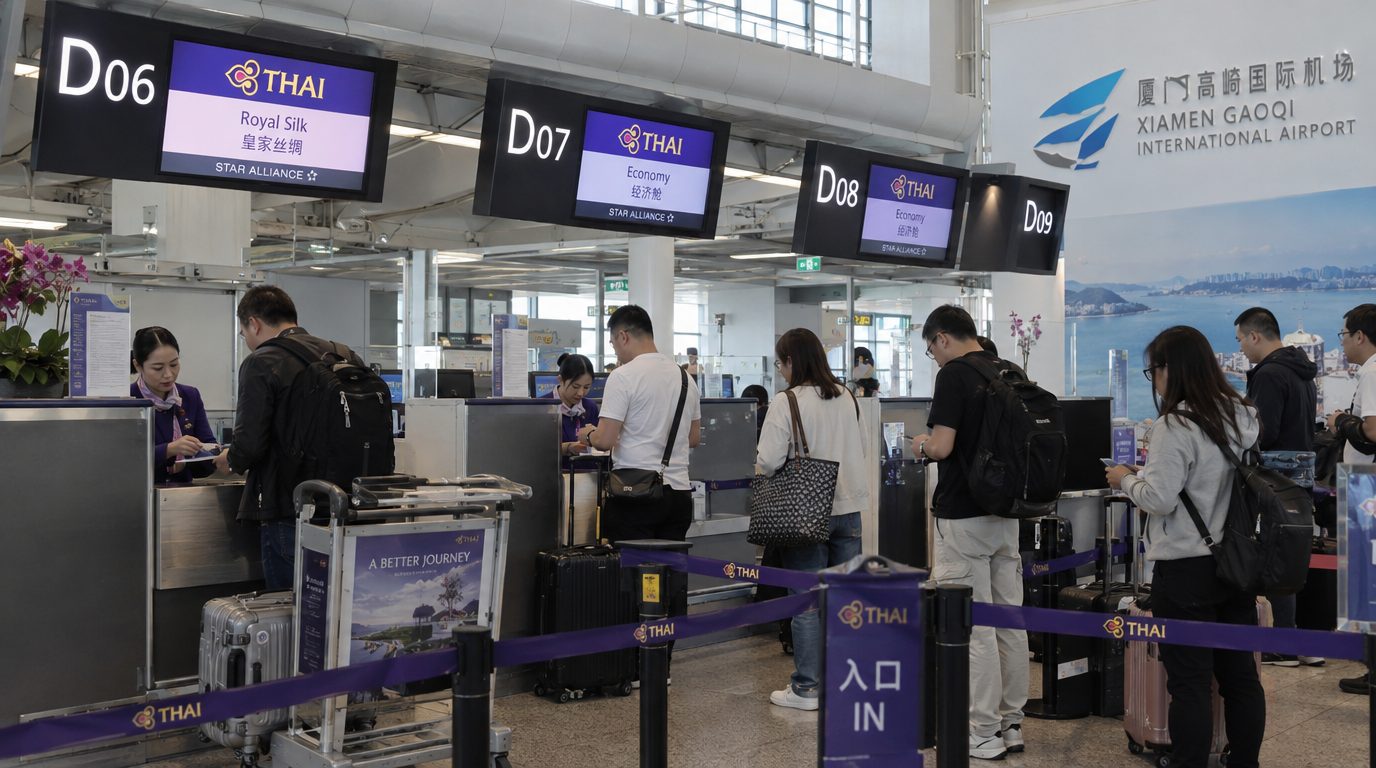 Thai Airways возобновила прямые рейсы из Бангкока в Сямэнь четыре раза в неделю